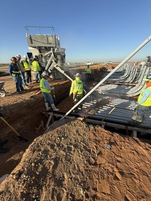 3C Concrete equipment and operations on a West Texas job site